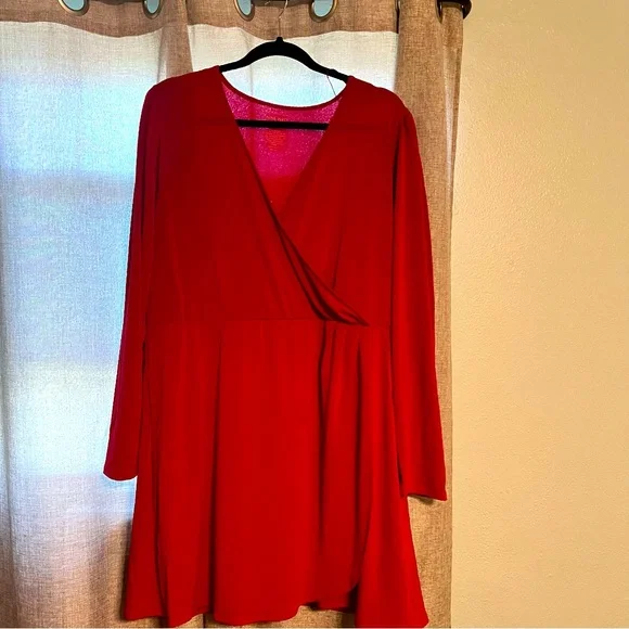 nine west red dress Plus Size Nine West Flutter Sleeve Fit & Flare Dress